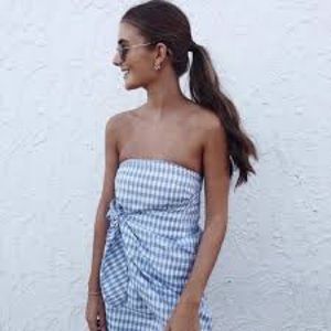 SABO SKIRT Anthropologie GINGHAM WRAP DRESS Size XS